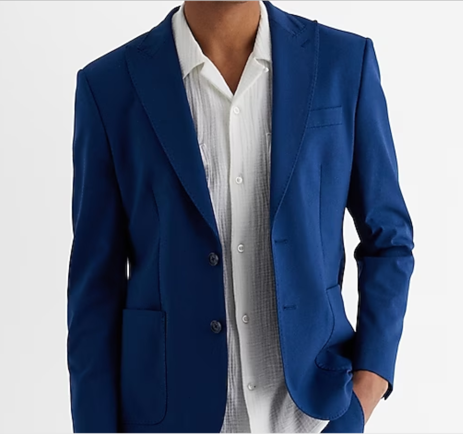 Extra Slim Blue Stretch Cotton-Blend Suit Jacket