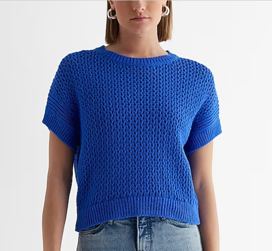Open Stitch Short Sleeve Sweater