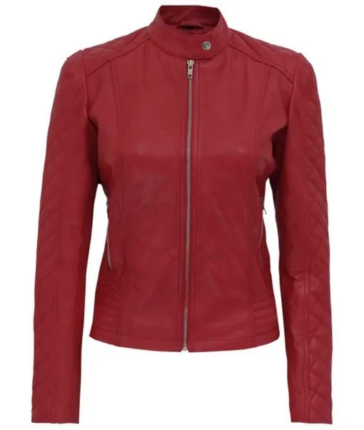 Andria Women’s Red Quilted Leather Jacket