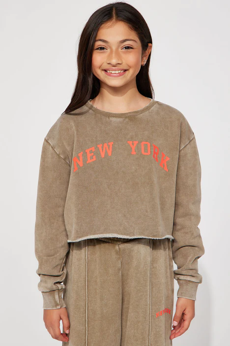 Mini New York Cropped Sweatshirt - Taupe/combo
