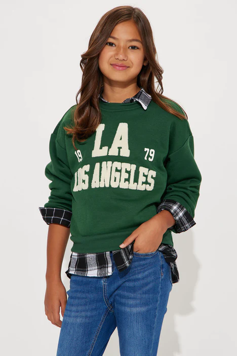 Mini Los Angeles Chenille Patch Sweatshirt - Green
