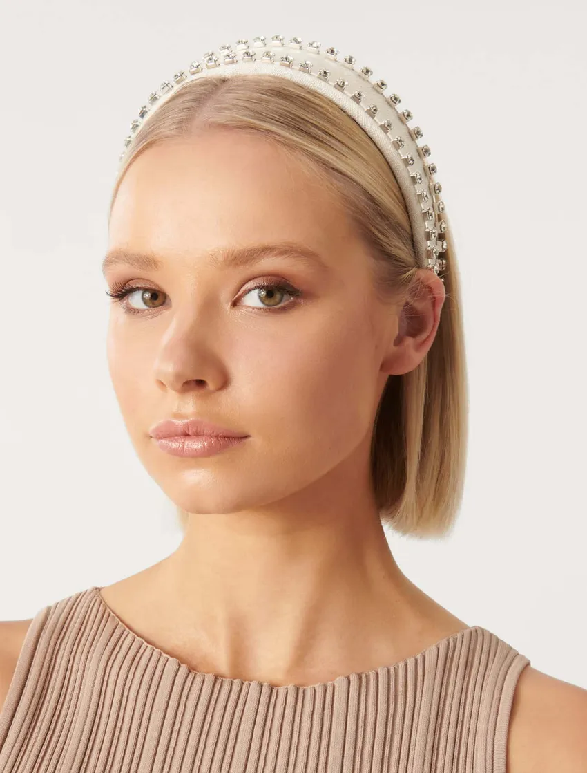 Allegra Linen and Crystal Headband