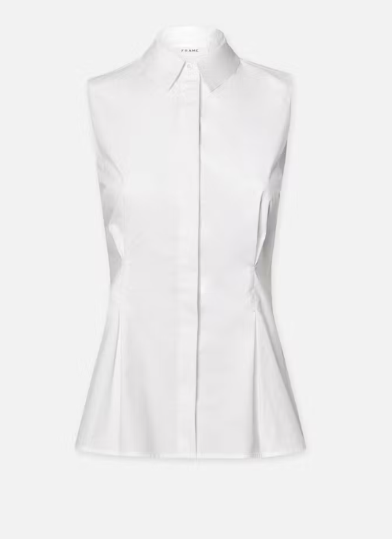 Pleated Sleeveless Shirt in White