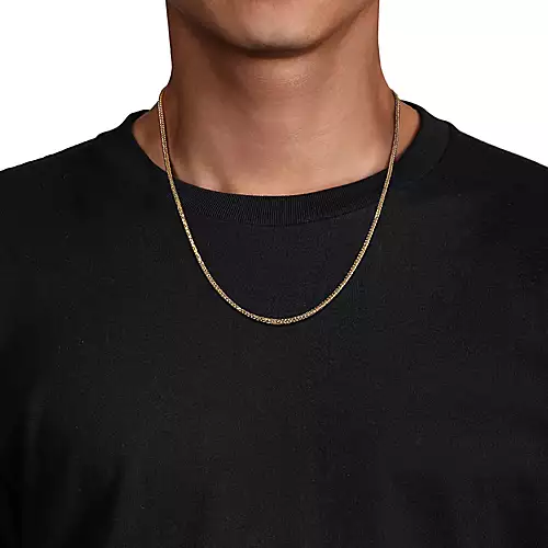 22 Inch 14K Yellow Gold Mens Wheat Chain Necklace