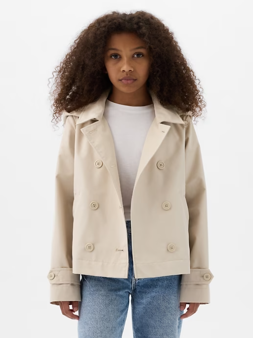 Kids Cropped Trench Coat