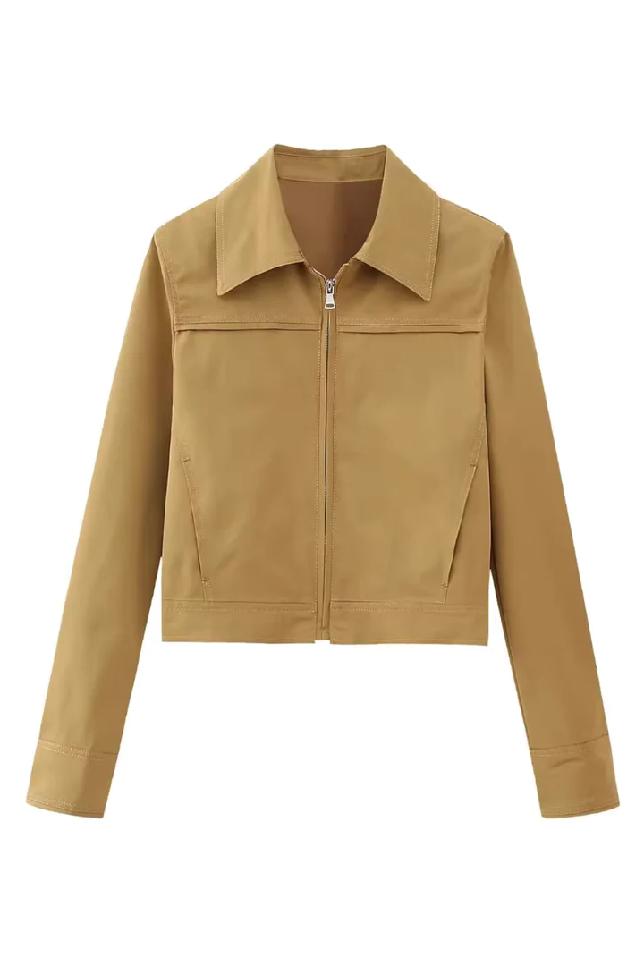 'Quincy' Collared Waxed Cotton Cropped Jacket