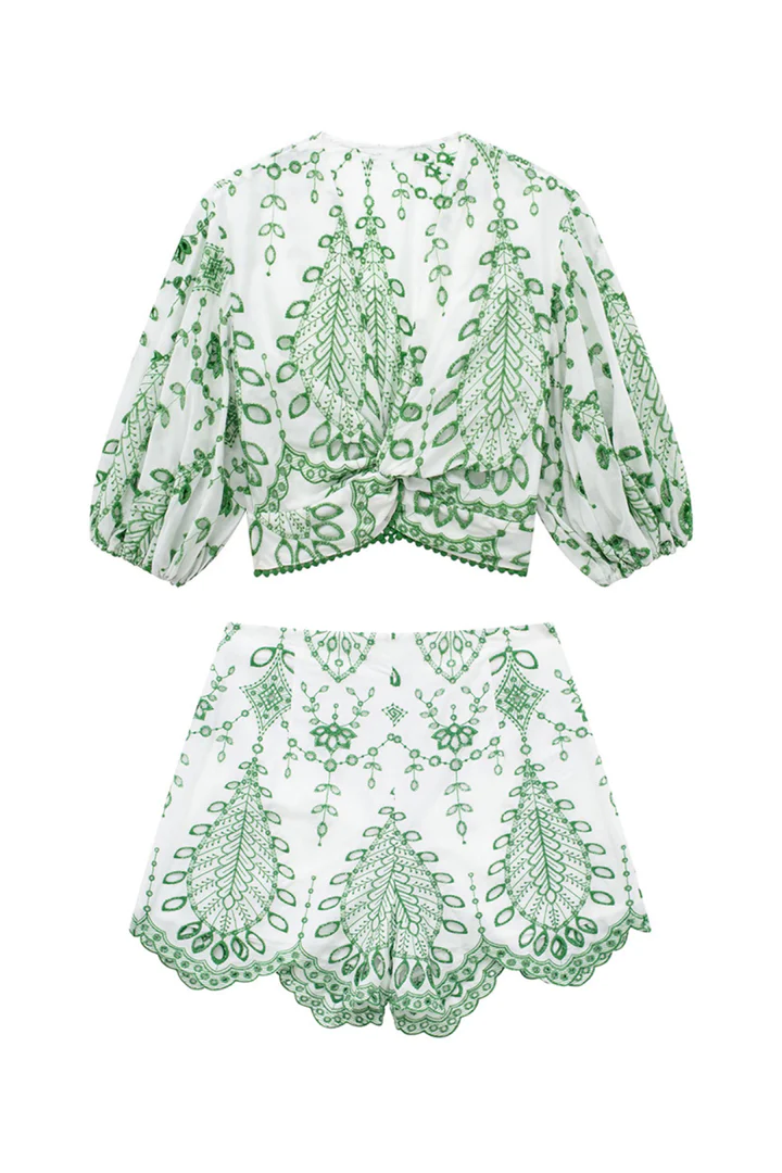 'Kaylee' Embroidered Top & Shorts