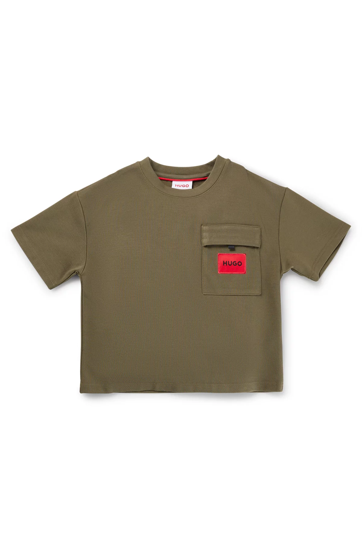 KIDS' T-SHIRT IN STRETCH JERSEY WITH RED LOGO LABEL
