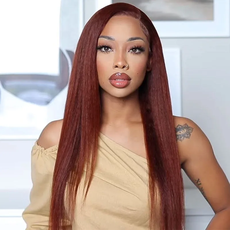 incolorwig - Beautyforever Reddish Brown Human Hair Lace Front Wig Straight  Hair Butterfly Haircut Colored Wigs | Modvisor