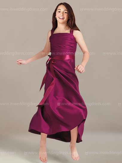Long Satin Junior Bridesmaid Dress JU026