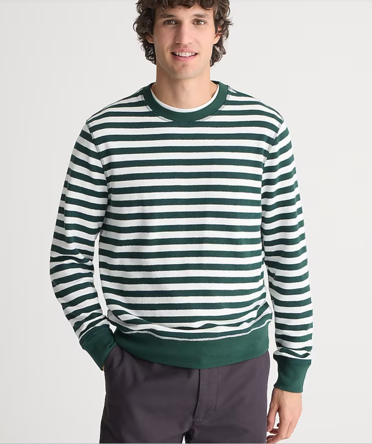 Long-sleeve textured sweater-tee in stripe