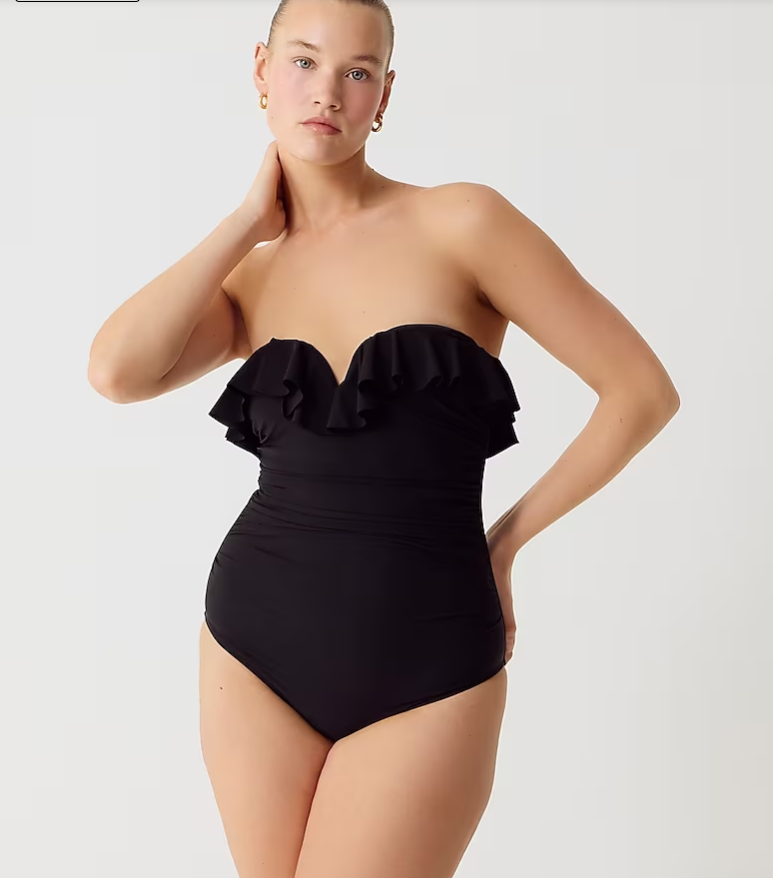 Matte ruched one-piece swimsuit with ruffles