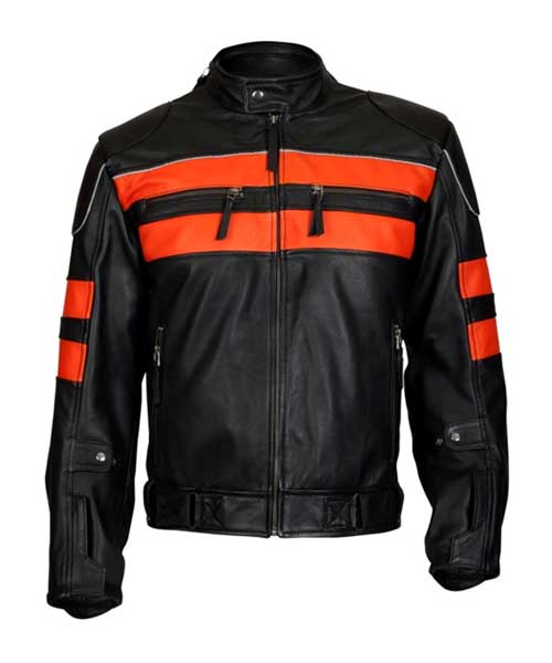 Lemans Orange Men’s Leather Jacket