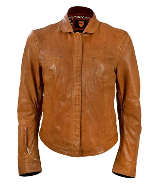 Groove Tan Womens Leather Jacket – 40% OFF