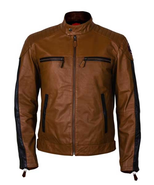 Sepang Tan / Black Men’s Leather Jacket – 40% OFF