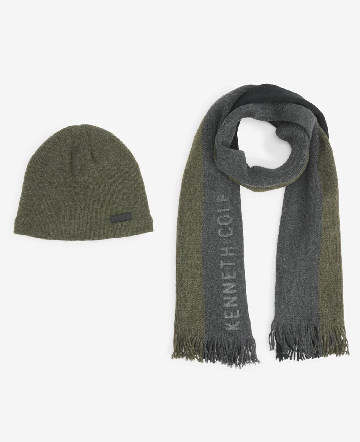 Striped Scarf with Sherpa-Lined Beanie Set