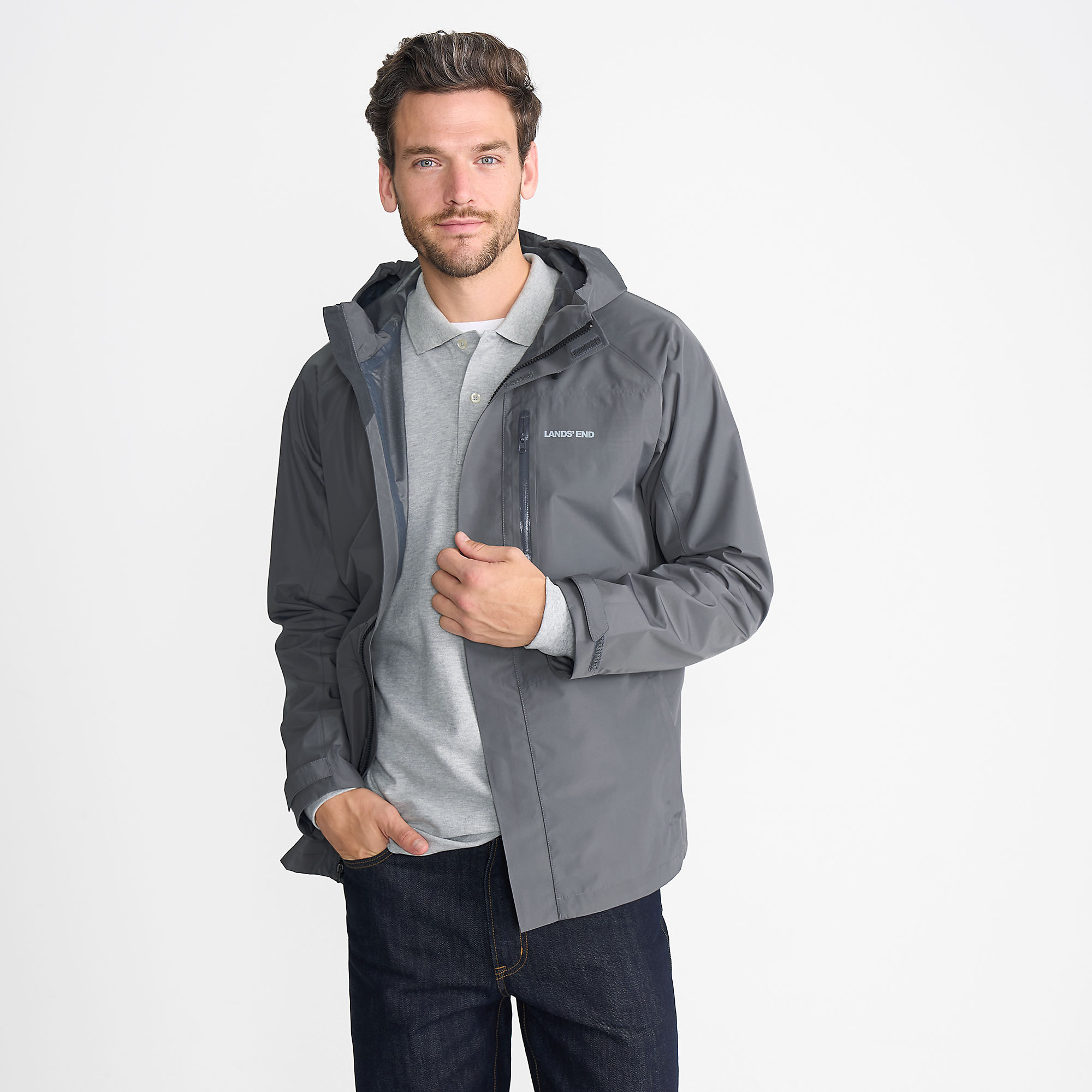 Men's Waterproof Hooded Packable Rain Jacket