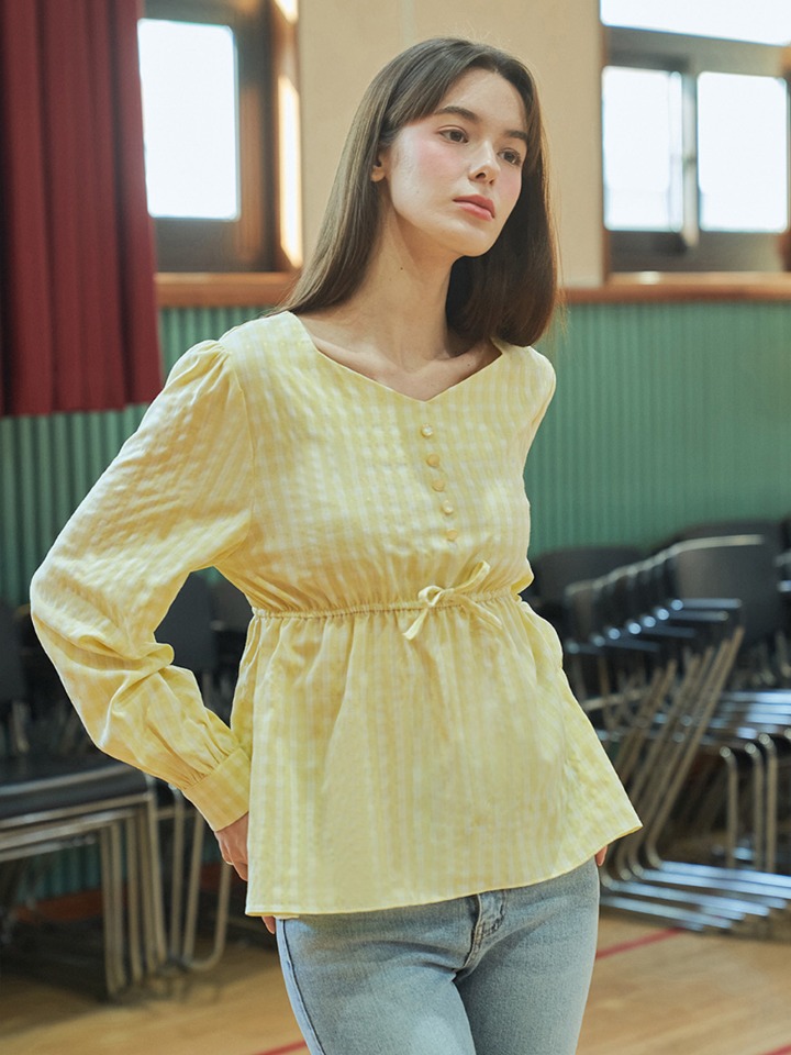 Wendy check blouse ( yellow )