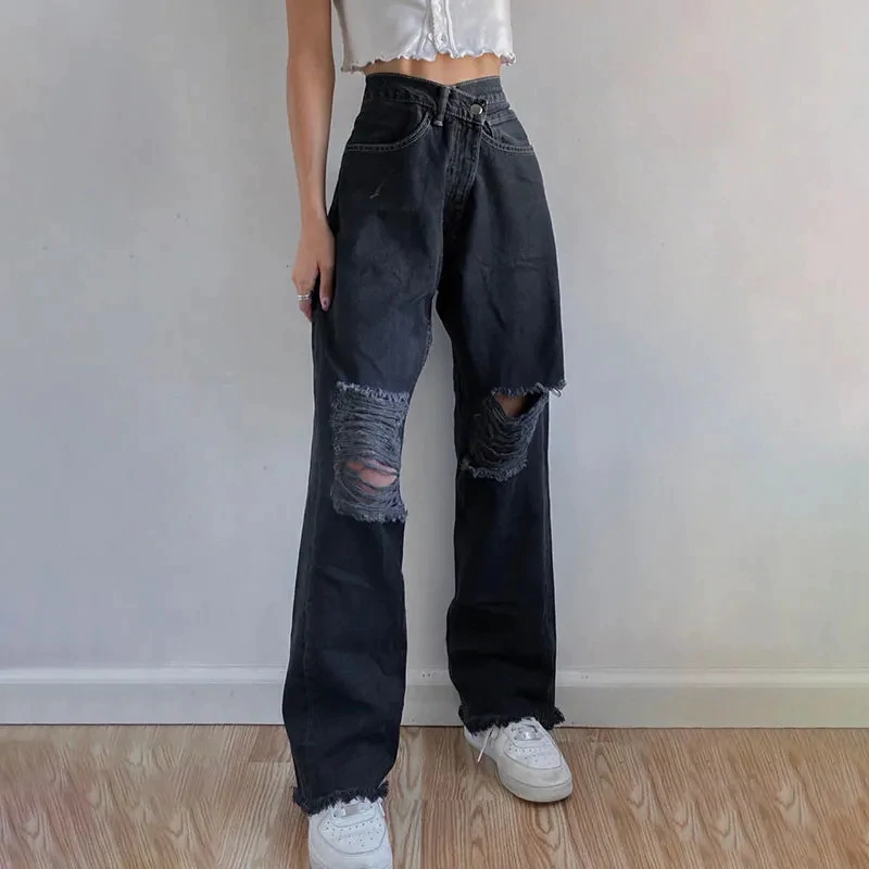 Ripped Jeans With High Waist