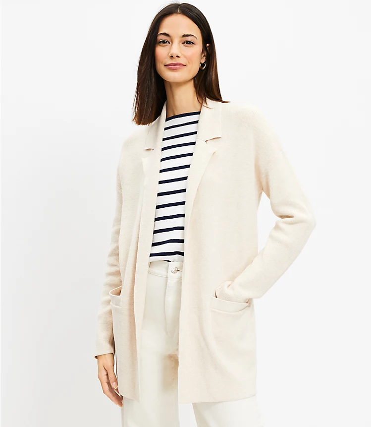 Ribbed Relaxed Open Sweater Blazer