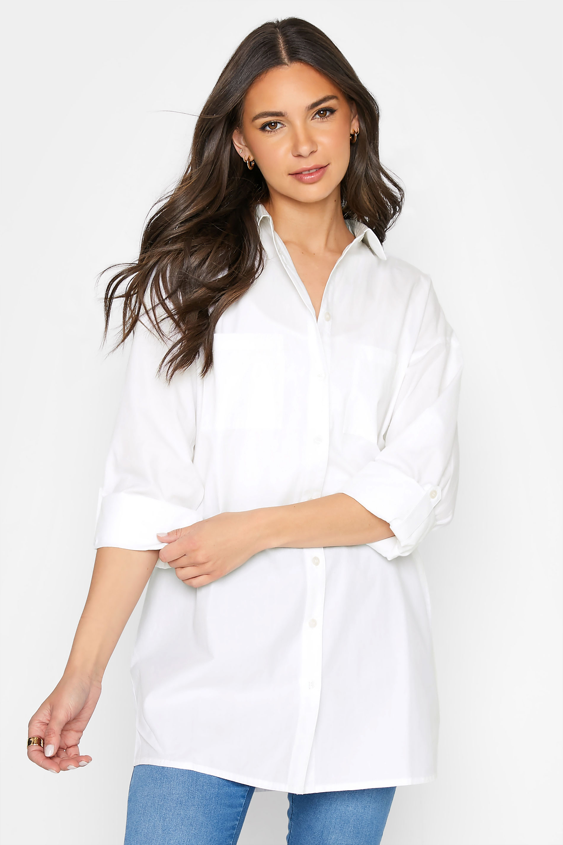LTS MADE FOR GOOD Tall White Cotton Oversized Shirt