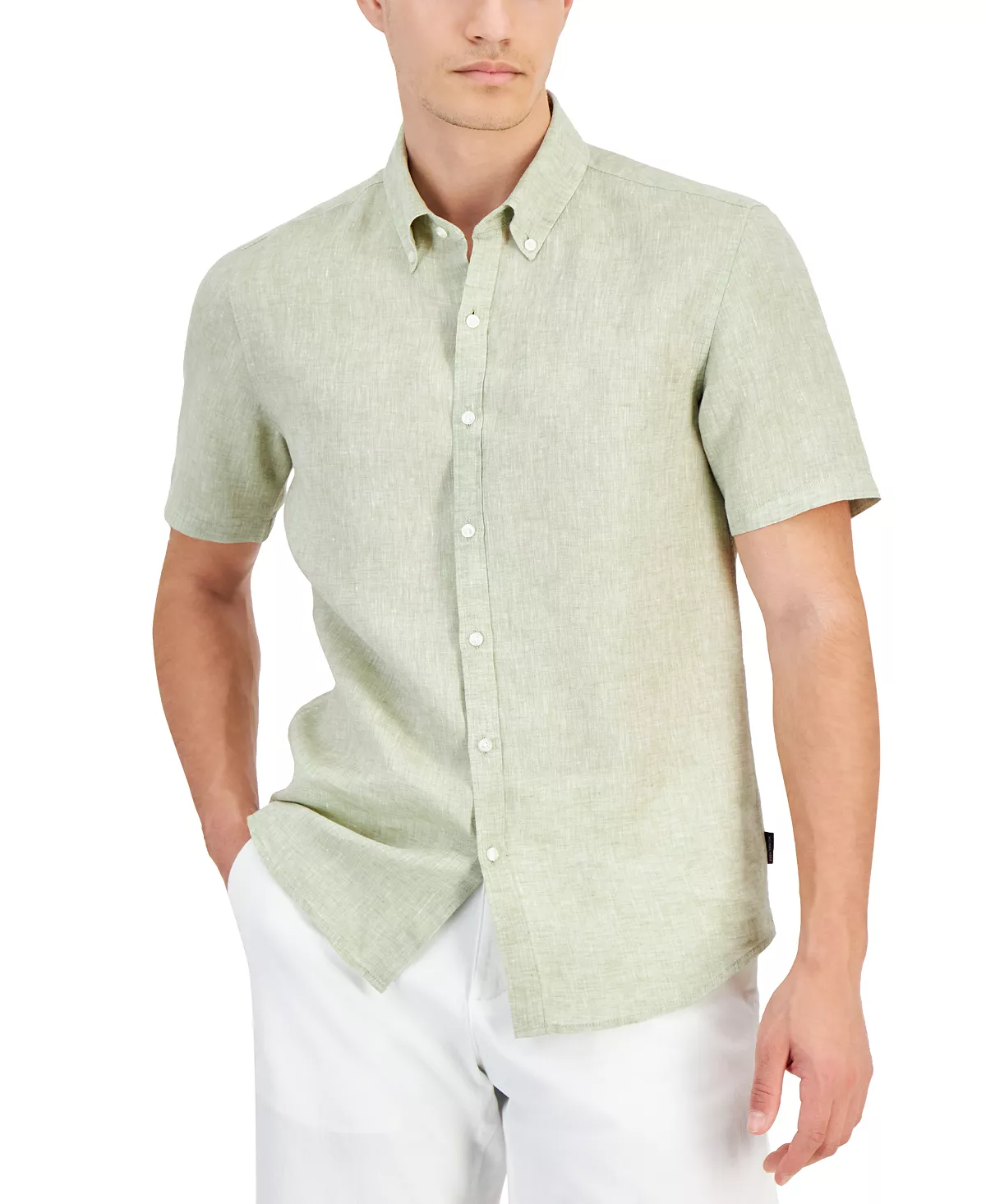 MICHAEL KORS Men's Slim-Fit Linen Short-Sleeve Shirt