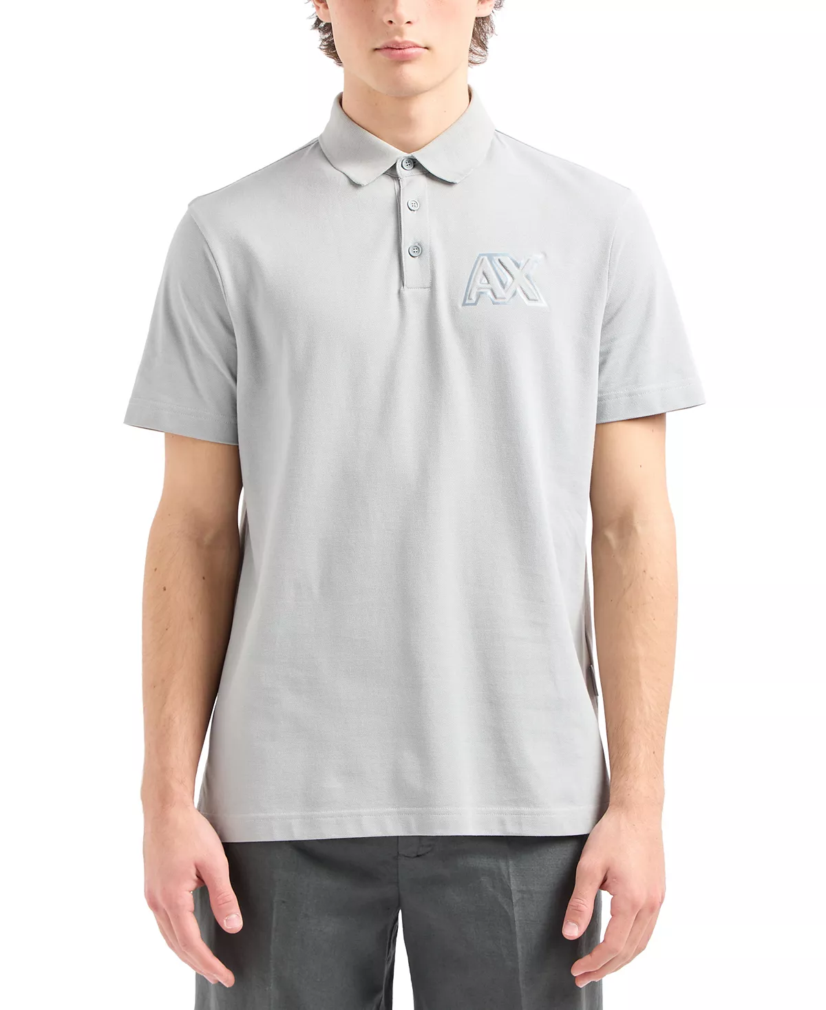 A|X ARMANI EXCHANGE Men's Regular-Fit Tonal Logo Polo Shirt