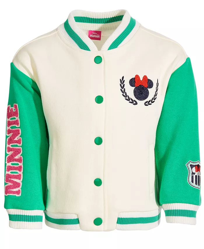 DISNEY Toddler & Little Girls Minnie Mouse Varsity Bomber Jacket