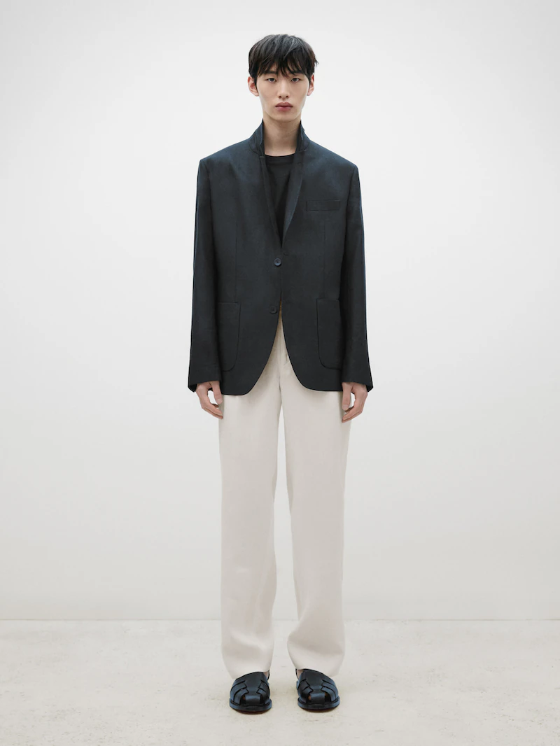 STRAIGHT-LEG DARTED LINEN TROUSERS - LIMITED EDITION
