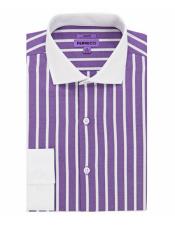 Spread Collar Lavender Slim Fit Dress Cotton Shirt