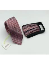 Men's Neck Ties - Mens Dress Tie - Trendy Mens Ties Matching Tie Set Red Circle And Protective Face Mask