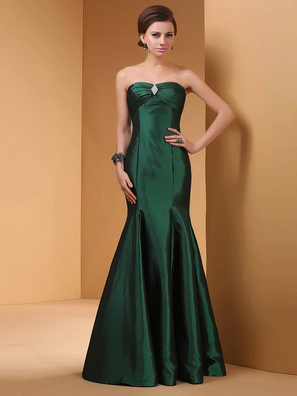 Trumpet/Mermaid Dark Green Taffeta Sweetheart Elegant Ruffles Crystal Brooch Prom Dress