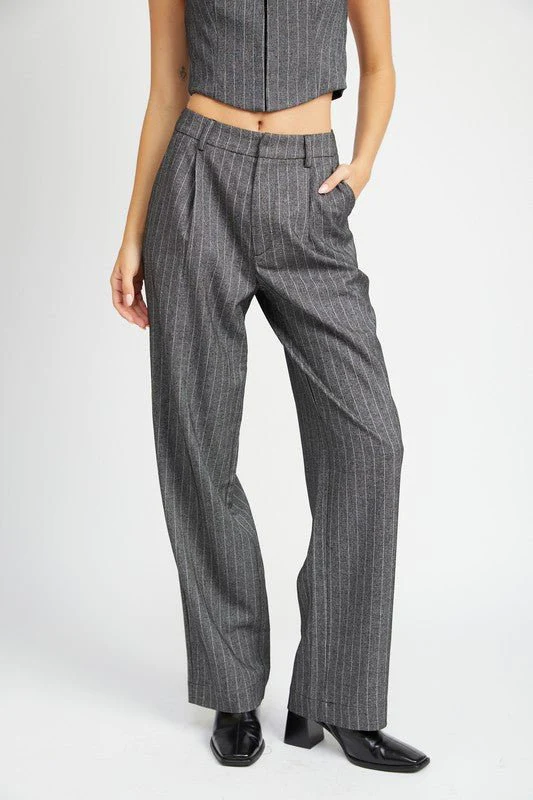 Pinstripe Pleated Pants
