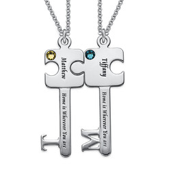 Personalized Puzzle Key Necklace Set in Sterling Silver