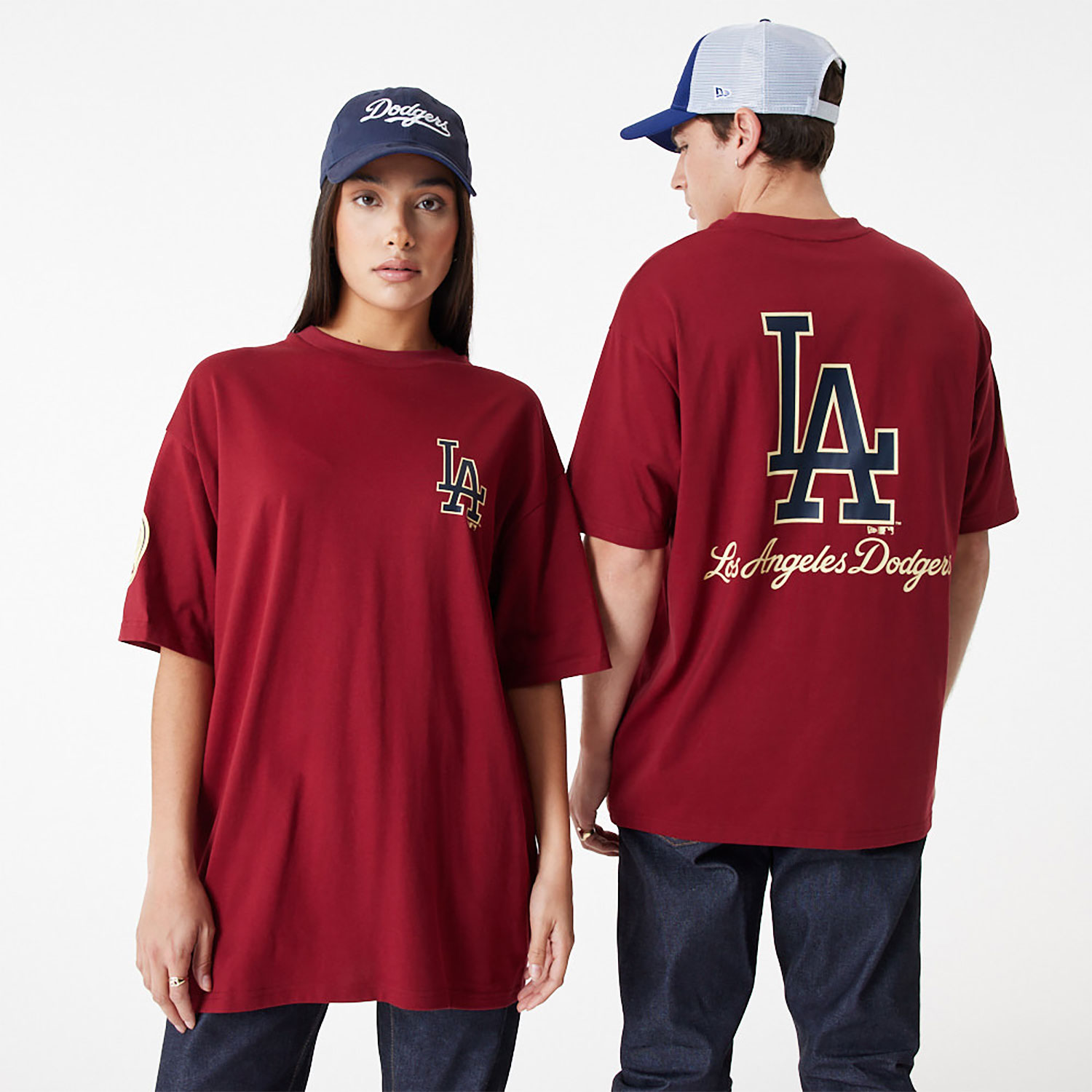 Red LA Dodgers MLB Large Logo Oversized T-Shirt