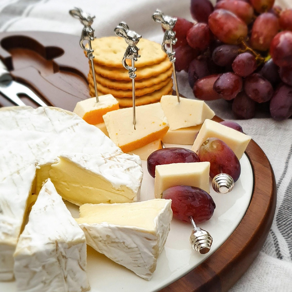 Ceramic and Wood Cheese Board Set
