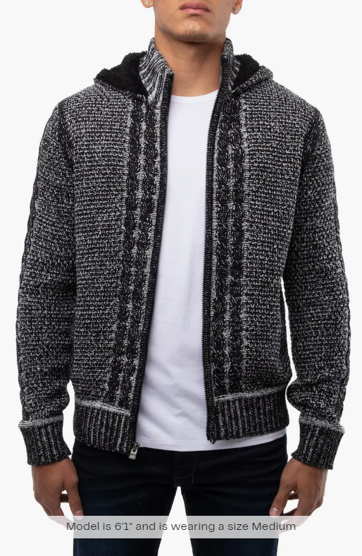 Hooded Full-Zip Mock Neck Sweater Jacket XRAY
