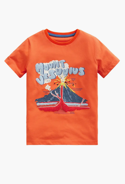 Kids' Volcano Bouclé Glow in the Dark Cotton Graphic T-Shirt Mini Boden Toddler, Little Boy & Big Boy