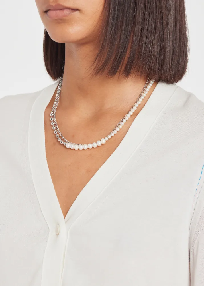 'Forgotten Seas' Pearl & Sterling Silver Double-Chain Necklace by Completedworks