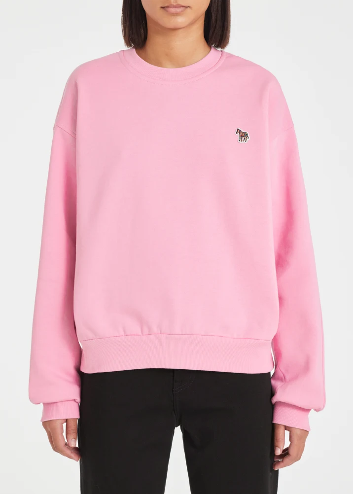 Women's Pink Zebra Logo Cotton Sweatshirt
