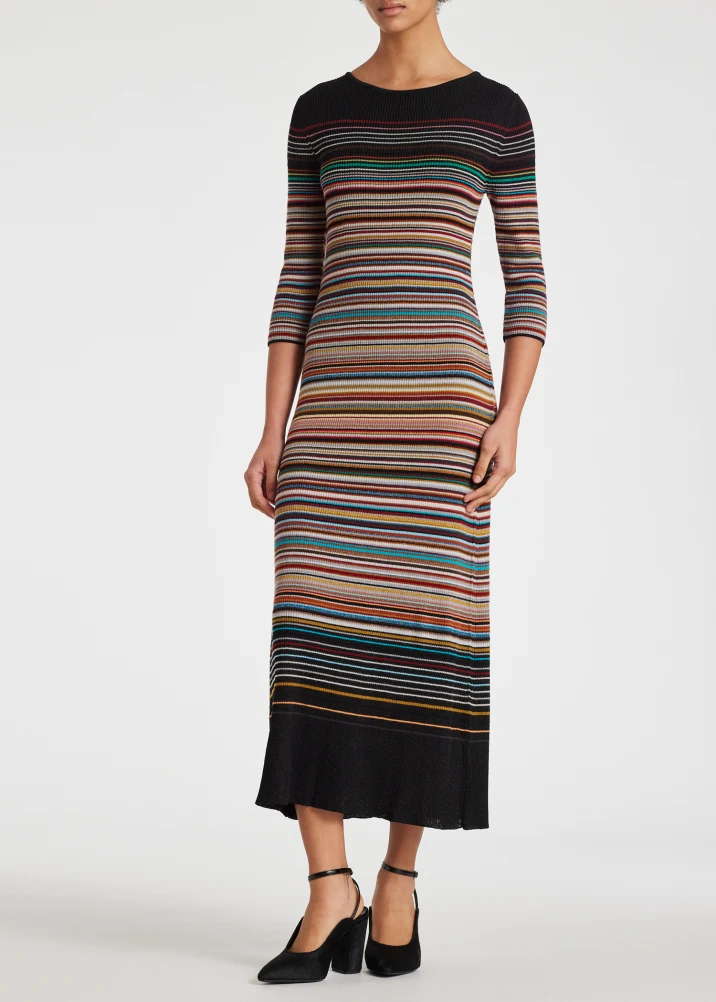 Women's 'Signature Stripe' Knitted Midi Dress