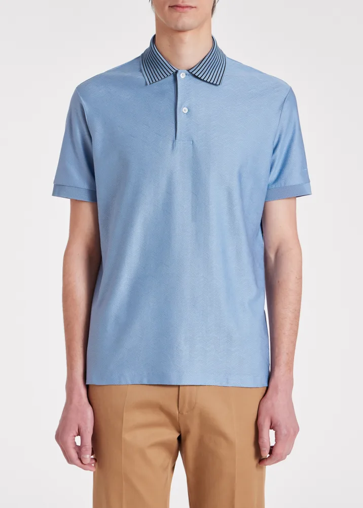 Light Blue Cotton Jacquard Polo Shirt