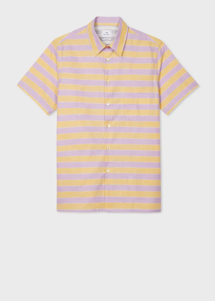 Purple Stripe Cotton-Linen Shirt