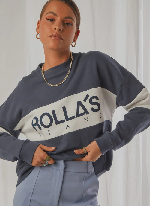 Rolla's Split Logo Sweater - Navy