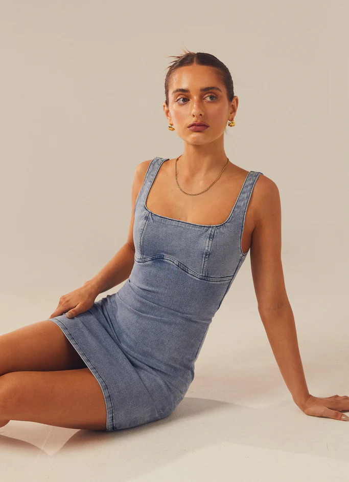 Peppermayo Exclusive - Alessia Denim Mini Dress - Blue Denim