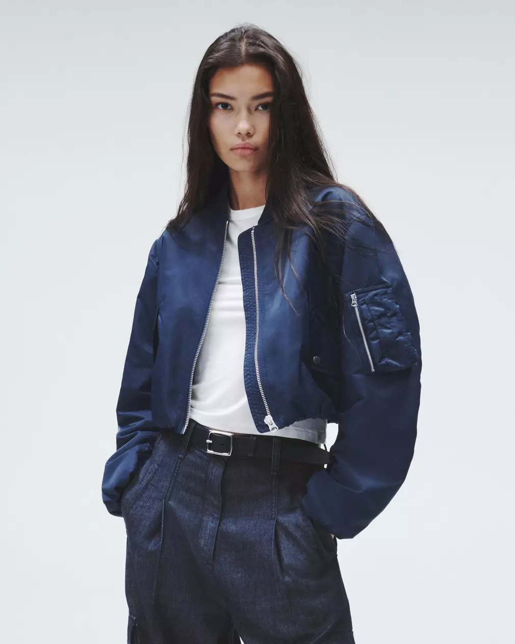 Maggie Cropped Nylon Bomber Relaxed Fit