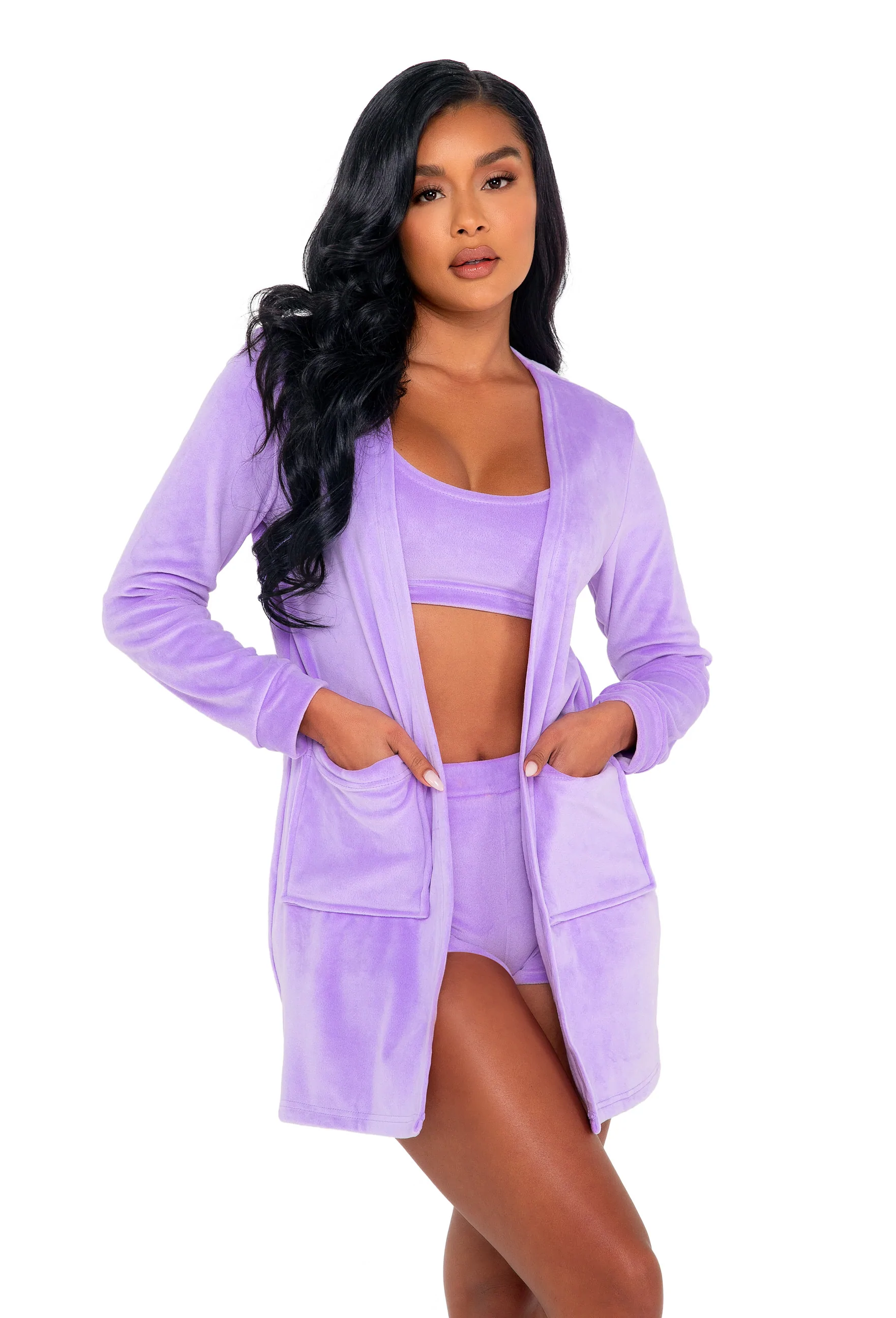 SUPER SOFT & COZY VELOUR ROBE WITH POCKETS