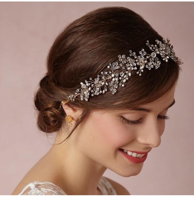 Gold and Silver Crystal Bride's Forehead Hair Accessories Hair Band