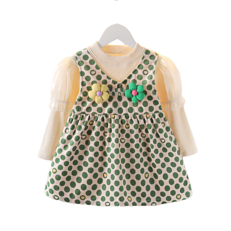 Baby Kid Girls Color-blocking Polka dots Dresses Wholesale 220924421