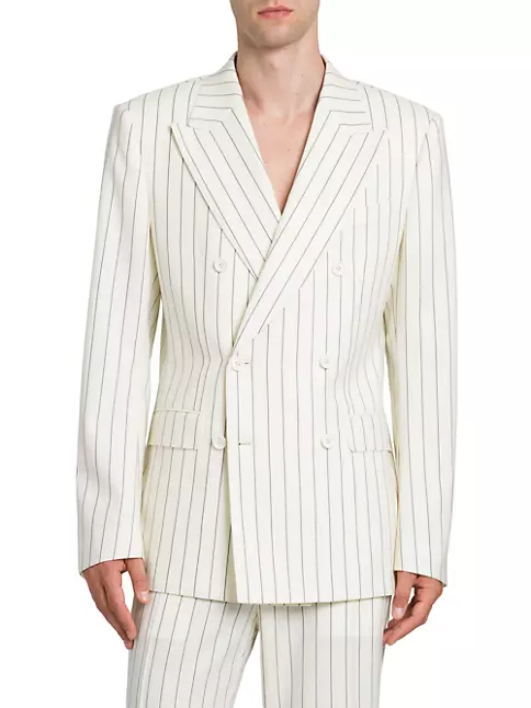 Dolce&Gabbana Pinstriped Wool & Silk-Blend Double-Breasted Suit Jacket
